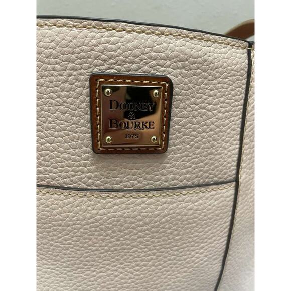Dooney & Bourke Blush Pink Pebble Leather Tote Shoulder Bag Purse Tan Handles - Picture 11 of 12